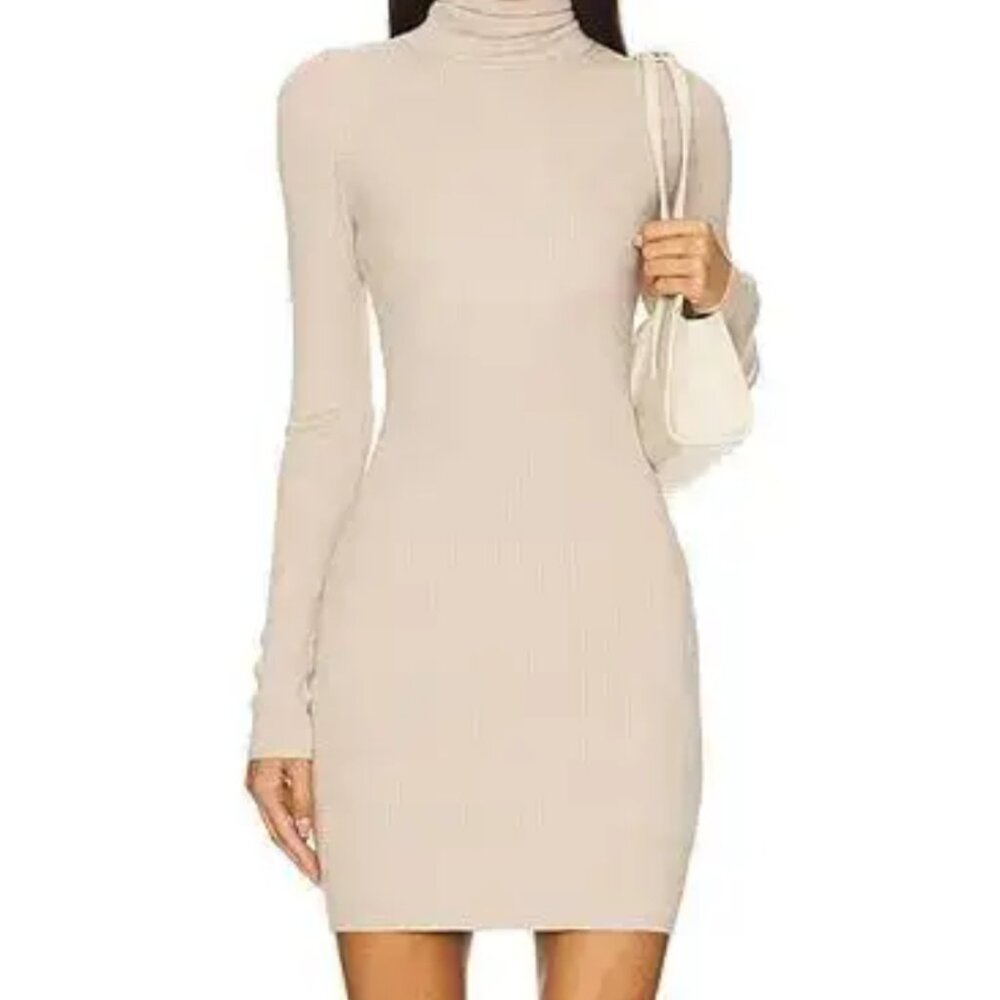 enza costa silk blend turtleneck mini dress XS